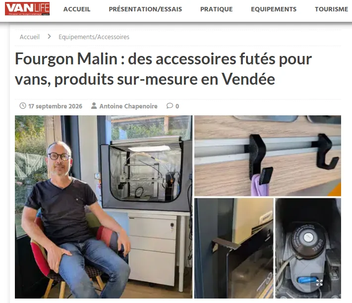 Article VanLife Mag consacré à Fourgon Malin